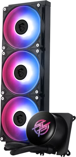 Система жидкостного охлаждения/ Water Cooling System MSI MPG CORELIQUID P13 360 (300W, 360mm, LED, White, ARGB/ Fans: 3x120mm, 64.89CFM, 2050RPM/ Pump 20dBA, 3400RPM, Rad thickness 27mm/ S: 1851, 1700 (306-7ZWGA21-L80)