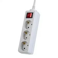 Perfeo сетевой удлинитель с кнопкой "POWERMATE", 3,0м, 3 розетки, белый(PF-PM-3/ 3,0-W) (PF_A4679)