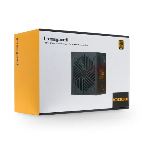 Блок питания/ Power Supply HSPD, 1000W 80+ Gold (ATX, 3.1, PCIe 5.1, Full modular, 1x24(20+4)pin 600mm, 2xCPU 8(4+4)pin 700mm, 2xPCIe*2 8(6+2)pin 550+150mm, 1x12V(2x6) 12+4pin 600W 550mm 2xSATA*3 500 (HSI-1000GF-BK) фото 6