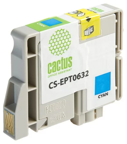Картридж струйный Cactus CS-EPT0632 T0632 голубой (10мл) для Epson Stylus C67/C87/CX3700/CX4100/CX4700 с чипом
