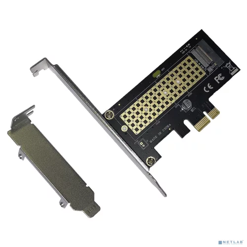 ORIENT C302E, Переходник PCI-Ex1->M.2 M-key NVMe SSD, тип 2230/ 2242/ 2260/ 2280, 2 планки крепления в комплекте (31152)