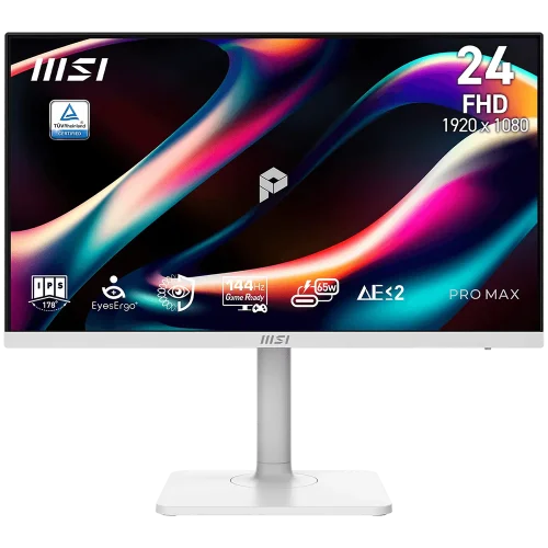Монитор MSI PRO MAX 241PHW E14 23,8 16:9 FHD(1920x1080) IPS Flat,4ms(GTG),1500:1,100M:1,300nit,HDMI,DP,2xUSB Type-A,USB Type-B,USB Type-C,Speaker,Tilt,Swivel,Height,Pivot,144Hz,White,1y w-ty (9S6-3PF44H-010)