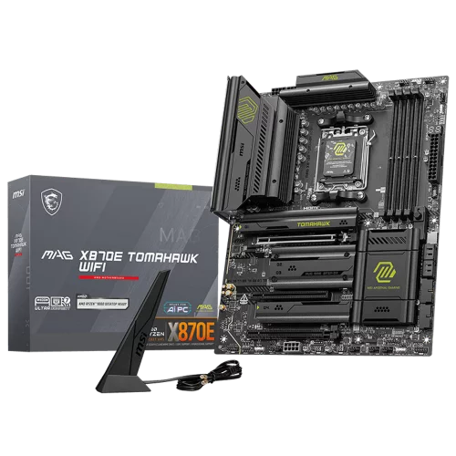 Материнская плата MSI MAG X870E TOMAHAWK WIFI X870E, AM5, 4*DDR5, 3*PCIEx16, 4*M.2, 4*TypeC, 2*USB3.2Gen2, 7*USB3.2Gen1, 8*USB2.0, 4*SATA3.0, 5G, Type-C(DP), HDMI, ATX, RTL