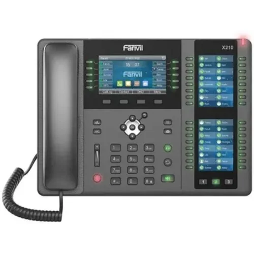 Fanvil X210 20 линии SIP, HD аудио,имеет цветной дисплей 4.3 дюймов 480x272, 3 ЖК дисплея, имеет 2 порта Gigabit LAN, питание PoE, 106 DSS/ BLF ключи, WIFI, Bluetooth
