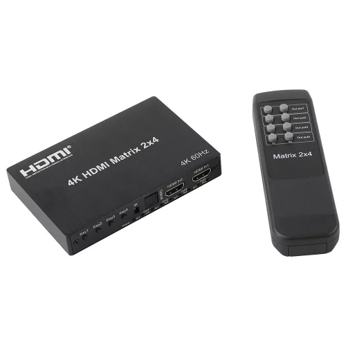 ORIENT HSP0204HN-2.0, HDMI матричный переключатель/ разветвитель 2->4 с аудиовыходами, UHD 4K/ 60Гц (3840x2160), HDR, HDMI 2.0, HDCP 2.2, пульт ДУ, внешний БП 5В/ 2A, метал.корпус (33266)