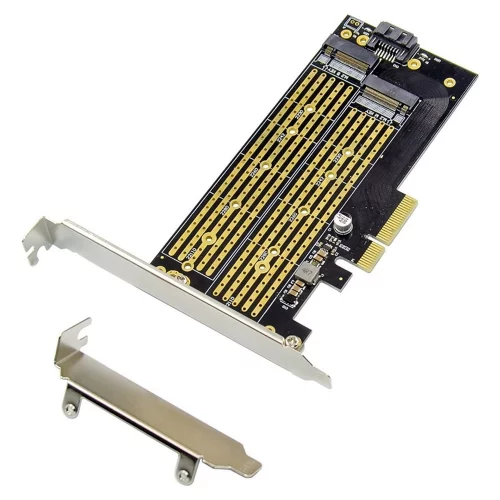 ORIENT C301E, Переходник PCI-Ex4->NGFF (M.2) M-key PCI-E SSD + SATA->NGFF (M.2) B-key SSD, тип 2230/ 2242/ 2260/ 2280/ 22110, SATA кабель и 2 планки крепления в комплекте (31129)
