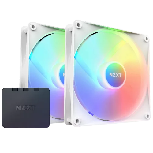 Кулер для корпуса ПК/ Case Cooler NZXT F140 RGB Core Twin Pack (140x140x25mm, 4-pin PWM, RGB, 89.48CFM, 32.5dBA, 1800RPM, White, 2pcs) (RF-C14DF-W1)