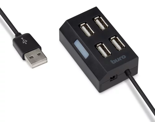 Разветвитель USB 2.0 Buro BU-HUB4-U2.0 4порт. черный фото 3