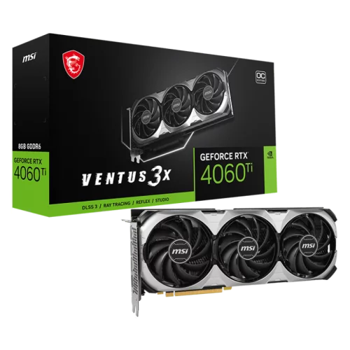 Видеокарта/ VGA MSI NVIDIA GeForce RTX 4060 Ti VENTUS 3X E 8G 8GB, GDDR6/128-bit, PCIe 4.0, 1xHDMI 2.1, 3xDP, 2.2-slot