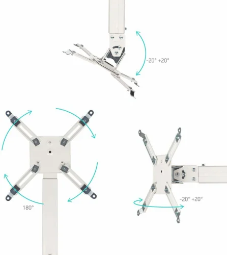Кронштейн для проектора Onkron K5A белый макс.10кг потолочный поворотно-выдвижной и наклонный (K5A#MLN) фото 4