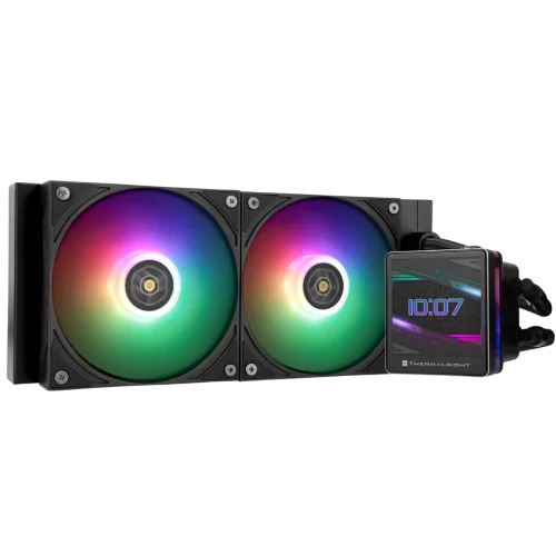 Водяное охлаждение для процессора/ Water Cooling System Thermalright Grand Vision 240 (240mm, LED, Black, ARGB/ Fans: 2x120mm, 80.45CFM, 29.4dBA, 2150RPM/ Pump height 72.5mm, 6400RPM, Rad thickness 27 (G-VISION-BL-240-ARGB)