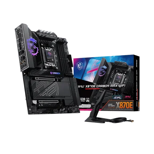 Материнская плата MSI MPG X870E CARBON MAX WIFI X870E, AM5, 4*DDR5, 3*PCIEx16, 4*M.2, 3*TypeC, 9*USB3.2Gen2, 4*USB3.2Gen1, 4*USB2.0, 4*SATA3.0, 5G, 2.5G, 2*Type-C(DP), HDMI, ATX, RTL