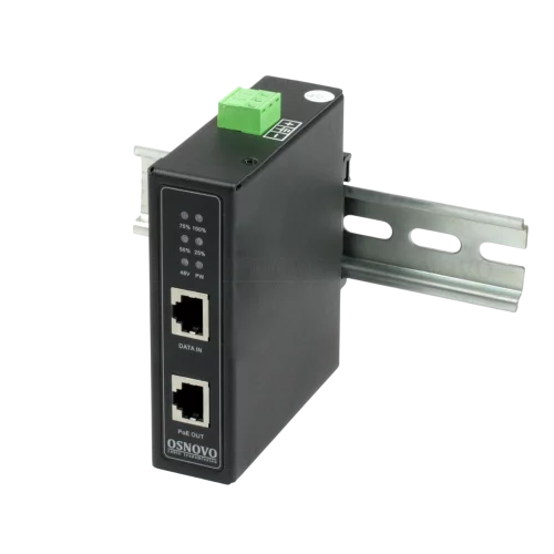Промышленный PoE-инжектор OSNOVO Midspan-1/303X(Booster) Промышленный PoE-инжектор 10G Ethernet на 30W с бустером напряжения. Соответствует стандартам PoE IEEE 802.3af/at. Автоматическое определение PoE устройств. Мощность PoE