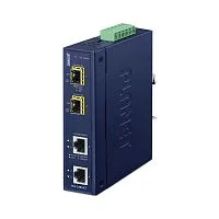 медиа конвертер/ PLANET IGT-2205AT IP30 Industrial 2-port 10/100/1000T to 2-port 100/1000/2500X SFP Media Converter(-40 to 75 degree C, dual 12~48V DC/24V AC, Fiber ports Switch/Redundant mode DIP swi