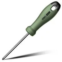 Крестовая отвертка "Home Series Green" Deli HT1205L PH1x100мм Эксклюзивный дизайн, рукоятка из высококачественного софттач пластика