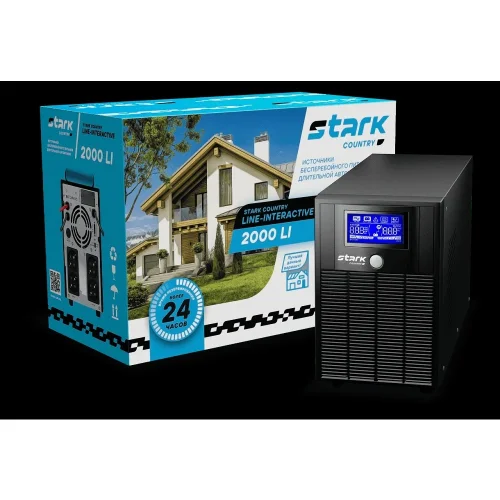 ИБП STARK SC 2000 LI {2000ВА/1200Вт, Line-Interactive, на пол, 140-300В, 4хЕВРО, Чистый синус, SNMP, AS400, БЕЗ АКБ - внеш 2x 9-400Ач} {Б0009242}