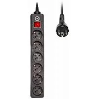 Сетевой фильтр Buro 600SH-1.8-B 1.8м (6 розеток) черный (коробка)