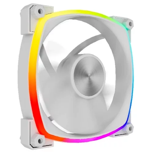 Powercase Вентилятор (M55-12W ARGB) White 120x120x25mm (PWM, 100шт./ кор, 4pin PWM (M+F)+ 3pin ARGB (M+F), 600-1800±10% об/ мин) Bulk фото 2