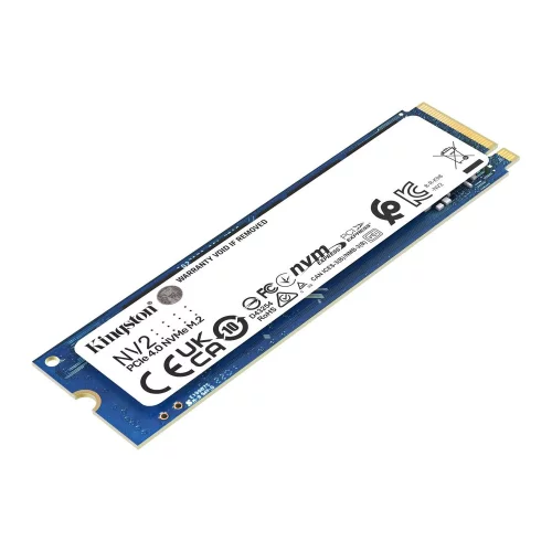 Твердотельный накопитель/ Kingston SSD NV2, 2000GB, M.2(22x80mm), NVMe, PCIe 4.0 x4, 3D TLC, R/W 3500/2800MB/s, TBW 640, DWPD 0.3 (12 мес) (SNV2S/2000G)