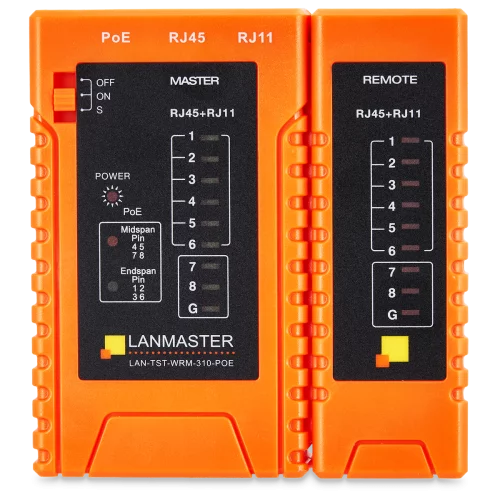 Тестер витой пары с индикаторами, с определением POE (LAN-TST-WRM-310-POE)