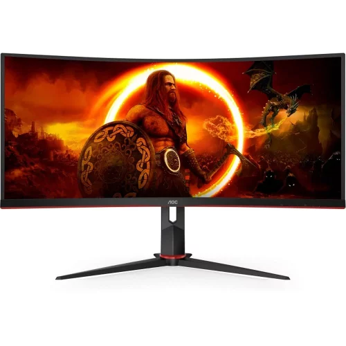 МОНИТОР 34 AOC CU34G2XP Black-Red (VA, изогнутый, 3440x1440, 180Hz, 1 ms, 178°/ 178°, 300 cd/ m, 80M:1, +2xHDMI 2.0, DP)