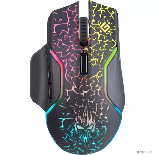DEFENDER ONESHOT Беспроводная игровая мышь черная (USB, 2.4 ГГц, LED подсветка, 7 кн., 300 мАч,32400 dpi, GM-067) (52067)