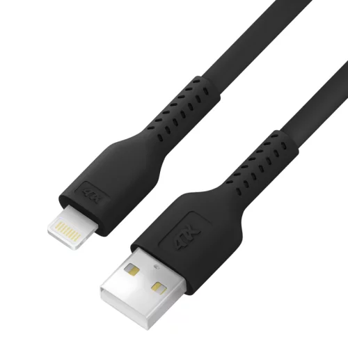 4PH Кабель 1.0m USB AM/ Lightning - поддержка всех iOS, MFi, черный, 4PH-R90140