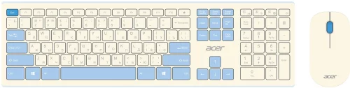 Клавиатура + мышь Acer OCC205 клав:белый мышь:белый/ голубой USB беспроводная slim (ZL.ACCEE.00C)