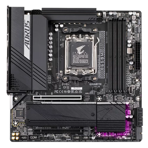 Материнская плата Gigabyte B650M AORUS ELITE Socket AM5 AMD B650 mATX AC`97 8ch(7.1) 2.5Gg RAID+HDMI+DP
