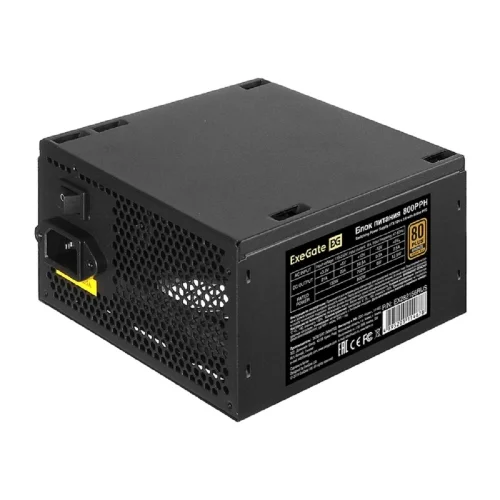 Exegate EX282156RUS-OEM Блок питания 800W ExeGate 80 PLUS® Bronze 800PPH-OEM (ATX, APFC, КПД 89% (80 PLUS Bronze), 12cm fan, 20+4pin, 2x(4+4)pin, 4xPCI-E, 8xSATA, 4xIDE, black, RTL)