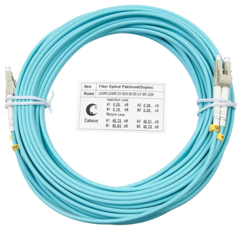 Cabeus FOP-50-LC-LC-25m Шнур оптический duplex LC-LC 50/ 125 mm OM3 25м LSZH