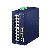 коммутатор/ PLANET IGS-4215-16T2S IP30 Industrial L2/L4 16-Port 10/100/1000T + 2-Port 100/1000X SFP Managed Switch (-40~75 degrees C, dual redundant power input on 12~48VDC/24VAC terminal block)