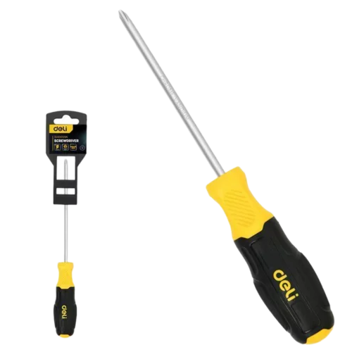 Крестовая отвертка Deli DL635125N PH1x125мм сталь Cr-V, двухкомпонентная прорезиненная рукоять