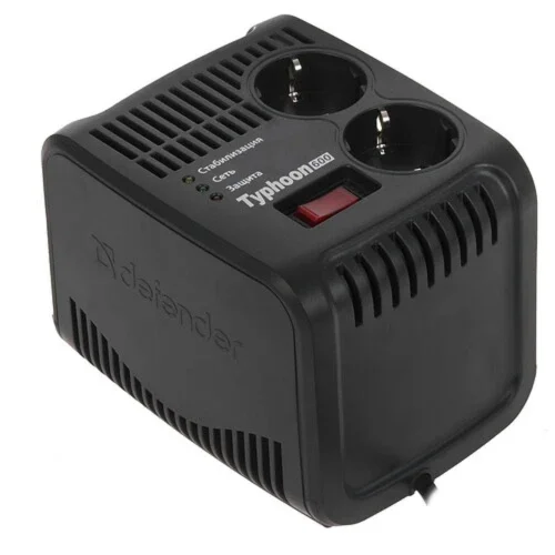 DEFENDER AVR TYPHOON 600 Стабилизатор напряжения чёрный (200 Вт, 2 розетки) (99032)