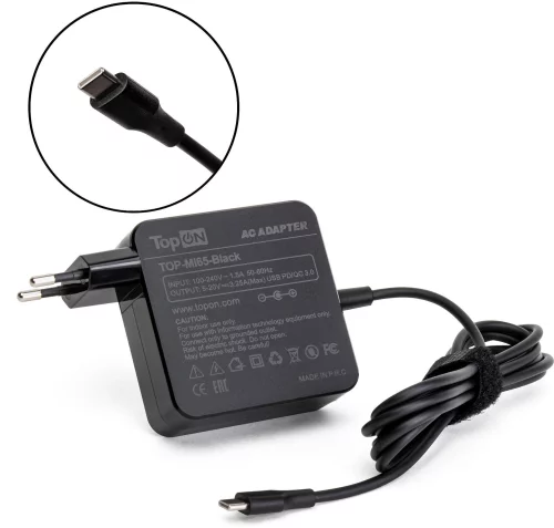 Блок питания TopON TOP-MI65 автоматический 65W 5V-20.3V 3.25A от бытовой электросети (TOP-MI65-BLACK)