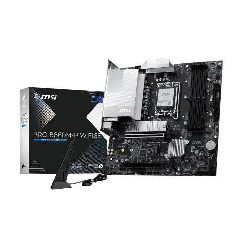 Материнская плата MSI PRO B860M-P WIFI6E B860, LGA1851, 4*DDR5, 2*PCIEx16, 2*M.2, 1*TypeC, 5*USB3.2Gen1, 6*USB2.0, 4*SATA3, 2.5G, VGA, DP, HDMI, M-ATX, RTL
