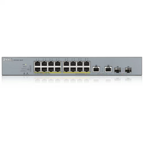 Коммутатор/ ZYXEL GS1350-18HP L2 PoE + switch for IP cameras, 16xGE PoE +, 2xCombo (SFP / RJ-45), PoE budget 250 W, power transmission distance up to 250 m, auto-reloading of PoE ports, increased protection against overv (GS1350-18HP-EU0101F) фото 2