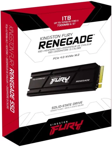 Твердотельный накопитель/ Kingston SSD Fury Renegade, 1000GB, M.2(22x80mm), NVMe, PCIe 4.0 x4, 3D TLC, R/W 7300/6000MB/s, IOPs 900 000/1 000 000, DRAM buffer 1024MB, TBW 1000, DWPD 0.55, with Heat Spreader (12 ме (SFYRSK/1000G) фото 3