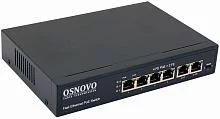 PoE Коммутатор OSNOVO SW-20600(80W) PoE коммутатор Fast Ethernet на 6 RJ45 портов. Порты: 1 x FE (10/100Base-T) с PoE (до 60W, A+B) + 3 x FE (10/100Base-T) с PoE (до 30W), 2 x FE (10/100 Base-T) Uplink. Соответствуе