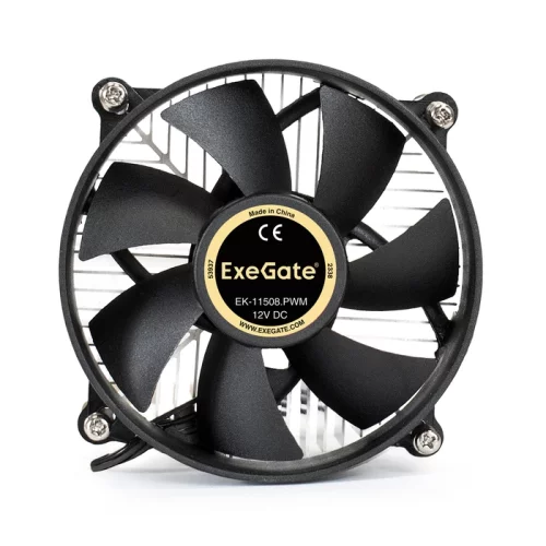 Exegate EX286141RUS Кулер ExeGate EK-11508.PWM (Al, LGA1150/ 1151/ 1155/ 1156/ 1200, TDP 75W, Fan 90mm, PWM, 1200-2600RPM, Hydro bearing, 4pin, 11-24db, 285г, с термопастой, на винтах, Retail color box) фото 2