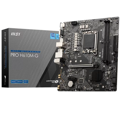 Материнская плата MSI PRO H610M-G H610, LGA1700, 2*DDR5, 1*PCIEx16, 1*PCIEx1, 1*M.2, 4*USB3.2Gen1, 6*USB2.0, 4*SATA3.0, 1G, VGA, DP, HDMI, M-ATX, BULK (PRO H610M-G||BULK)