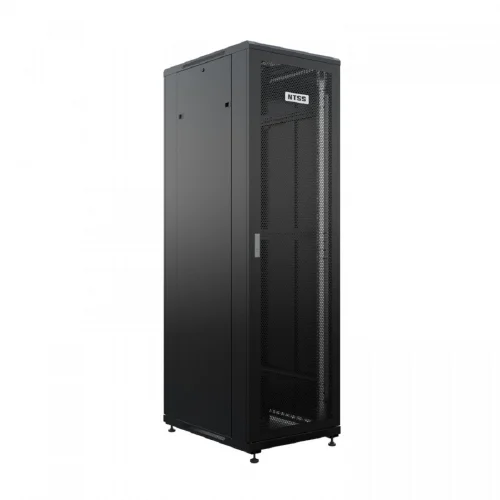 NTSS Шкаф напольный универсальный серверный NTSS R 22U 600х800мм, 4 профиля 19, двери перфорированная и перфорированная, боковые стенки съемные, регулируемые опоры, разобранный, черный RAL 9005 NTSS-R (NTSS-R22U6080PD/PD-BL)