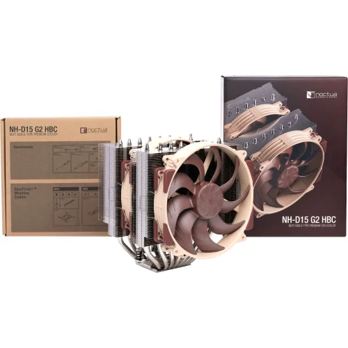 Кулер для процессора/ CPU Cooler Noctua NH-D15 G2 HBC (228W, 4-pin PWM, 168mm, Al/Cu, 8x6mm, 2x140mm, 91.5CFM, 24.8dBA, 1500RPM, S: 1851/1700/1200/115X, AM5/AM4, Beige/Brown) фото 4