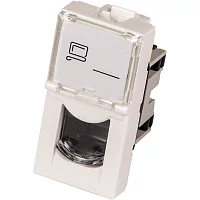 Вставка Mosaic 22.5x45, RJ-45 UTP, кат.5e, со шторкой и увеличенным окном маркировки, белая (LAN-SIP-22U5E-WH)