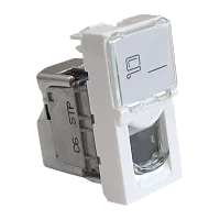 Вставка Mosaic 22.5x45, RJ-45 STP, кат.6, со шторкой и увеличенным окном маркировки, белая (LAN-SIP-22S6-WH)