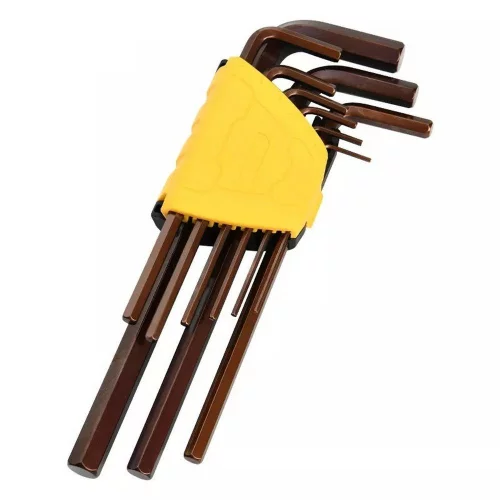 Набор шестигранных ключей удлиненных Deli DL230708G 9шт S2, размеры 1,5,2,2,5,3,4,5,6,8,10мм, пластиковый держатель