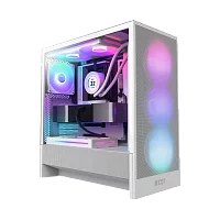 Корпус ПК без блока питания/ Case NZXT H5 Flow RGB, Midi-Tower, TG, 4x120mm RGB, 1xUSB-A 3.2 + 1xUSB-C 3.2, E-ATX, ATX, mATX, mITX White (CC-H52FW-R1)