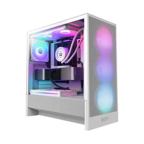 Корпус ПК без блока питания/ Case NZXT H5 Flow RGB, Midi-Tower, TG, 4x120mm RGB, 1xUSB-A 3.2 + 1xUSB-C 3.2, E-ATX, ATX, mATX, mITX White (CC-H52FW-R1)
