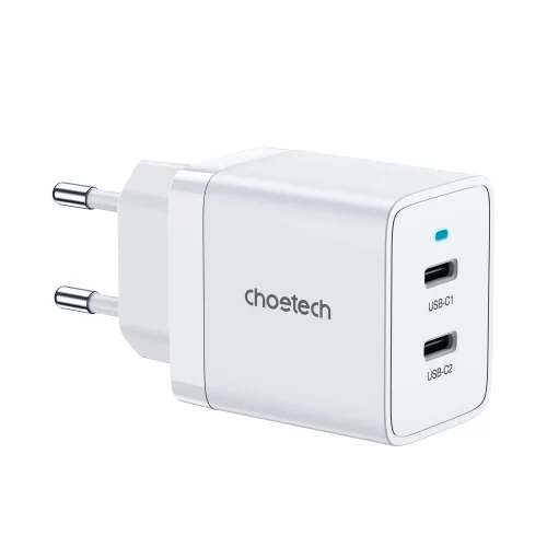 Сетевое зар./устр. Choetech Q5006-EU 40W 3A (PD) 2xUSB type-C универсальное белый (Q5006-EU-WH) фото 2