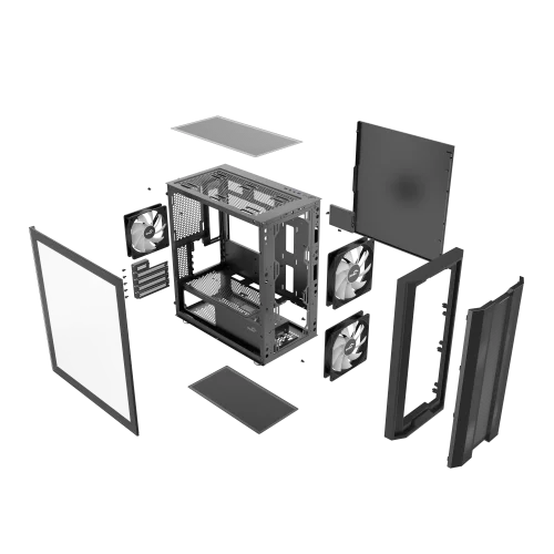 Корпус без блока питания Case SAMA S30 Black, Midi-Tower, TG, 2x140mm + 1x120mm ARGB, 1xUSB 3.0 + 1xUSB 3.1 Type-C, mATX, mITX Black (S30-BKMPA3X1-GL) фото 11